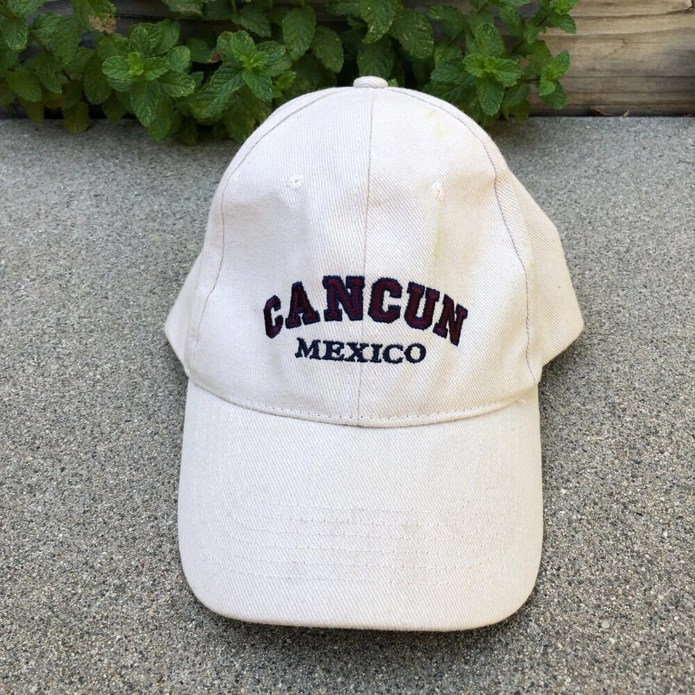 VTG CARIBBEAN SIDE Cancun Mexico Baseball Hat Men's Beige Adjustable Cap​​